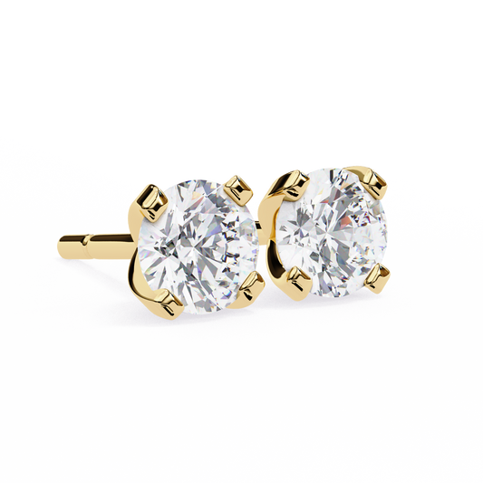 Round 2.57ct 14k Diamond Studs Yellow Gold