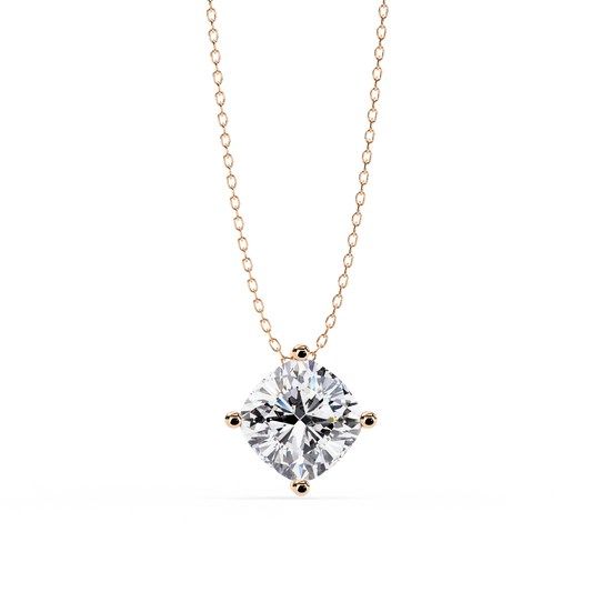 Cushion Square 1.14ct Gold Pendant Rose Gold