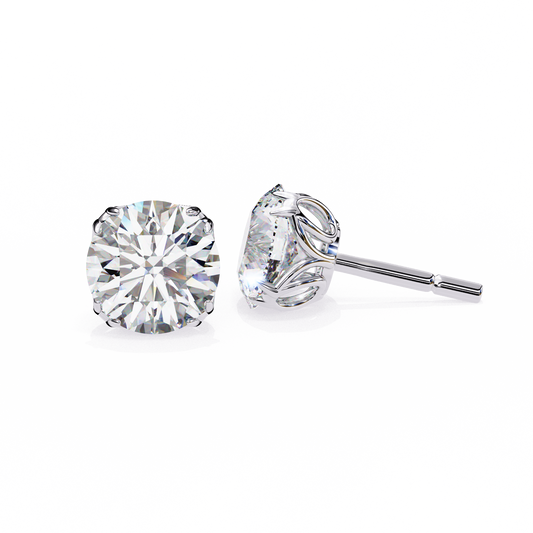 Round diamond stud 14k Gold Earrings
