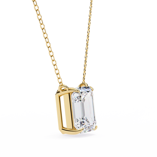 Emerald Cut 1.03ct Diamond Pendant Yellow Gold