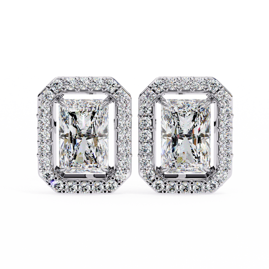 Party Wear Halo Design Radiant Diamond Earring