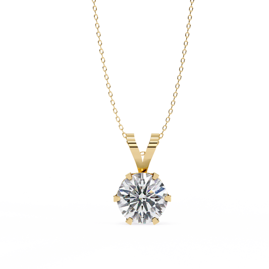 Round Cut 0.82ct Diamond Pendant Yellow Gold