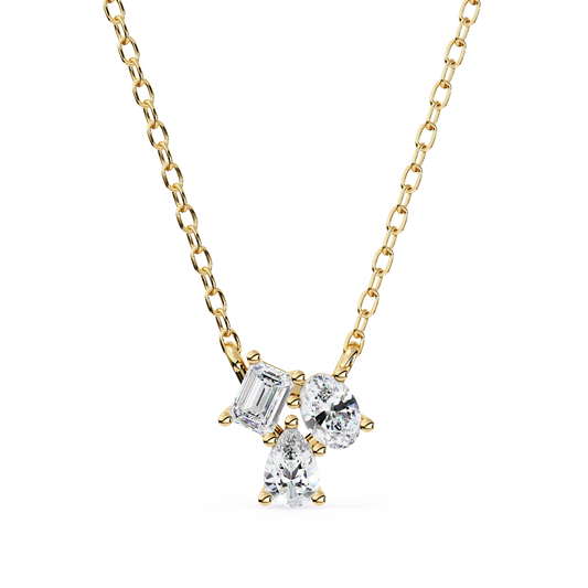 Mixed Cuts Diamond Pendant Yellow Gold