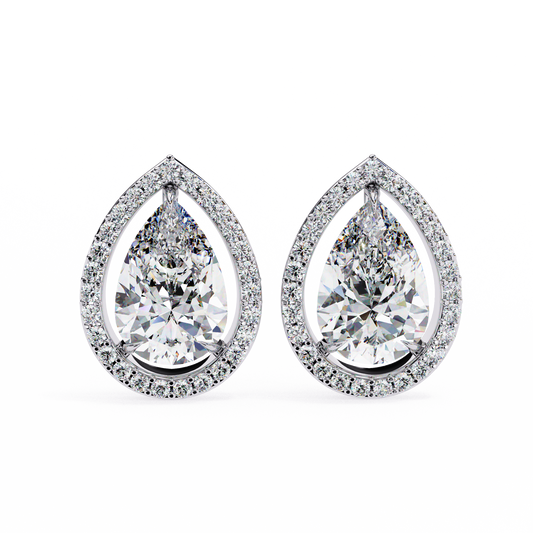 White Pear Diamond 14k Gold Earrings White Gold
