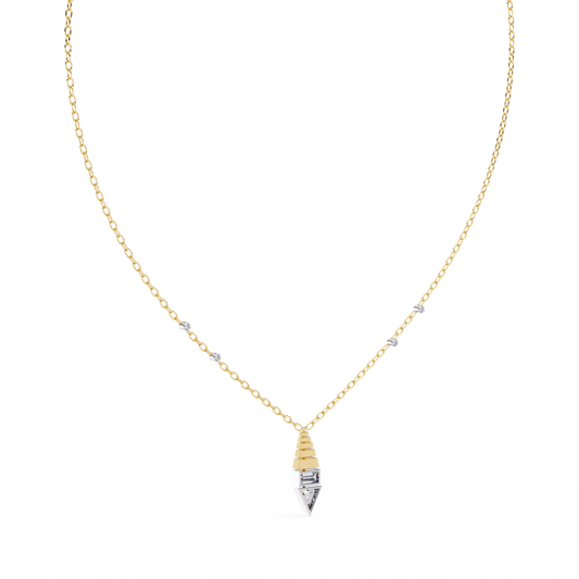 Baguette Cut designer Pendant With Chain Yellow Gold