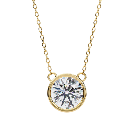Round 14k Gold Diamond Pendant Yellow Gold