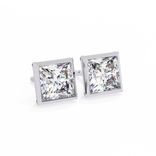 Bezel Set Princess Diamond Studs
