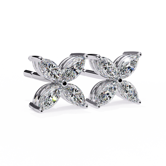 Marquise Flower Diamond Stud Earrings