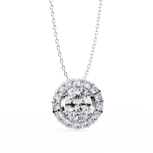 Opulent Oval Halo Pendant