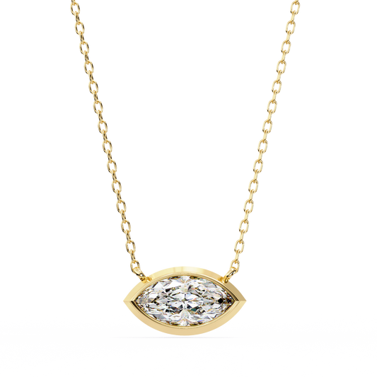 Marquise 0.68ct Diamond Pendant Yellow Gold