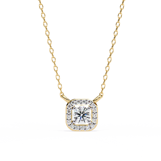 Curved Square Diamond Pendant yellow Gold