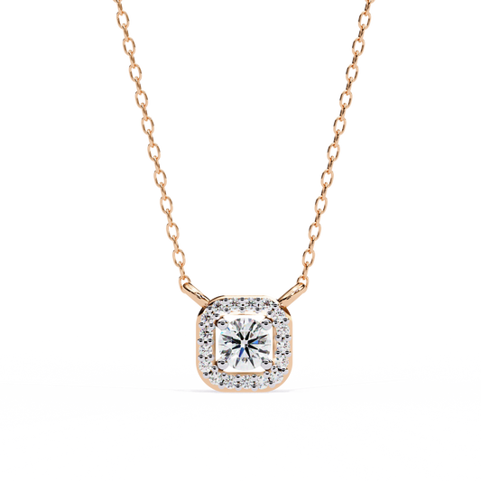 Curved Square Diamond Pendant Rose Gold