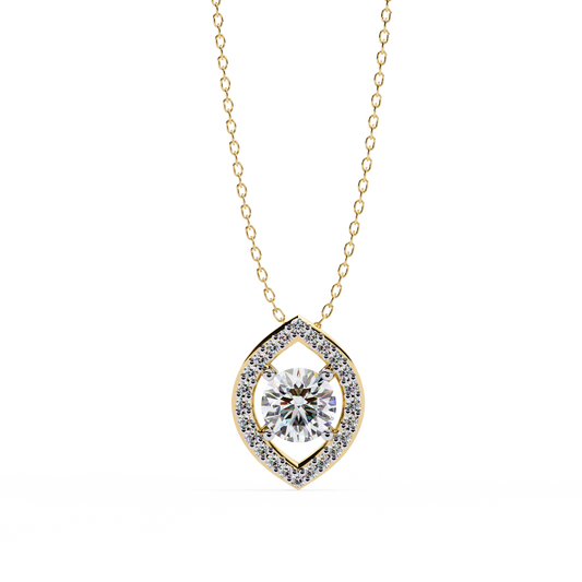 Diamond Halo Pendant Yellow Gold