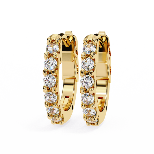 Round stone 14k Gold Diamond Earring  Yellow Gold