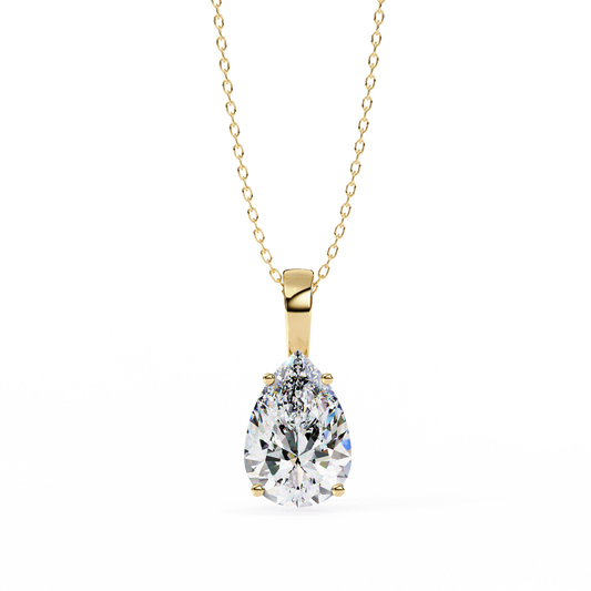 Pear 2.06ct Diamond Pendant Yellow Gold