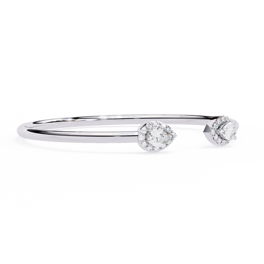 Open Cuff Diamond Pear & Round Lab Made Women Bracelets