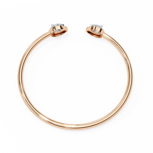 Elegant Round & Pear Diamond Bracelet in 14k Rose Gold