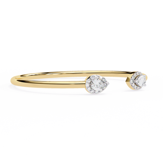 Elegant Round & Pear Diamond Bracelet in 14k Yellow Gold