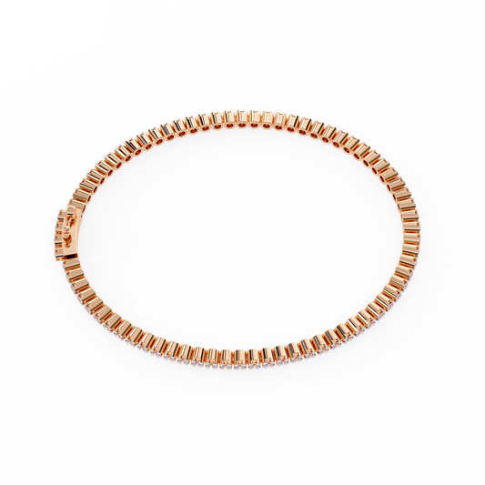 14K Solid Gold Pear Tennis Bracelet Rose Gold