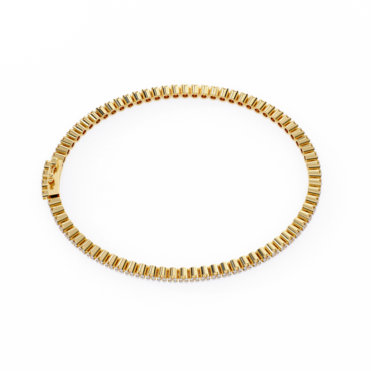 14K Solid Gold Pear Tennis Bracelet Yellow Gold