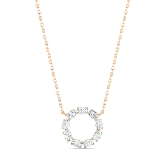 Oval Diamond Circle Pendant Rose Gold