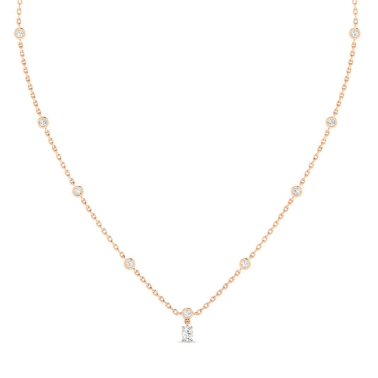 Round & Oval Drop Necklace Rose Gold
