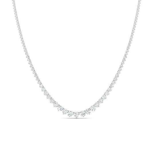 9CTS Round Brilliant Diamond Tennis Necklace White Gold