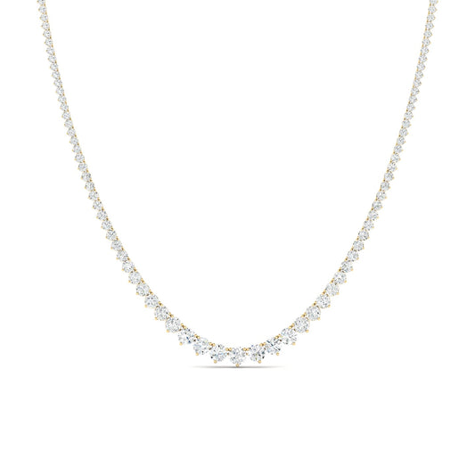 9CTS Round Brilliant Diamond Tennis Necklace Yellow Gold