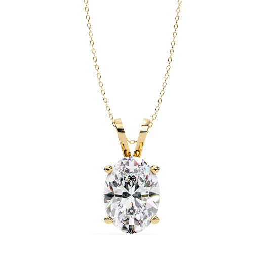 Ovel Cut 2.8ct Diamond Pendant Yellow Gold