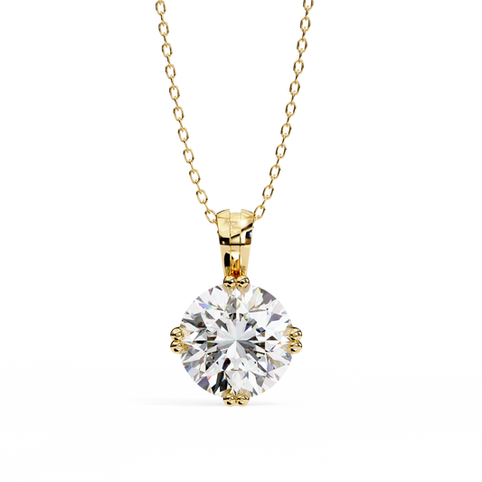 Round Cut 2.20ct Diamond Pendant Yellow Gold