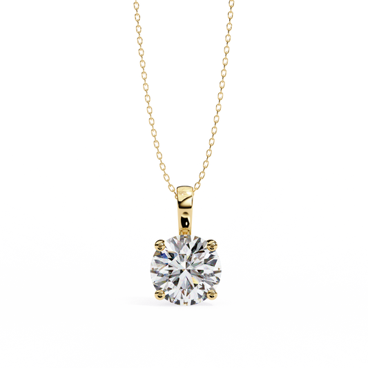 Cushion Square Diamond Solitaire Pendant Yellow Gold
