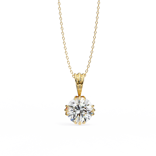 Highspark Round 2.04ct Diamond Pendant Yellow Gold