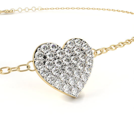 Heart Bracelet 14k Gold Diamond - 0.21ct Yellow Gold
