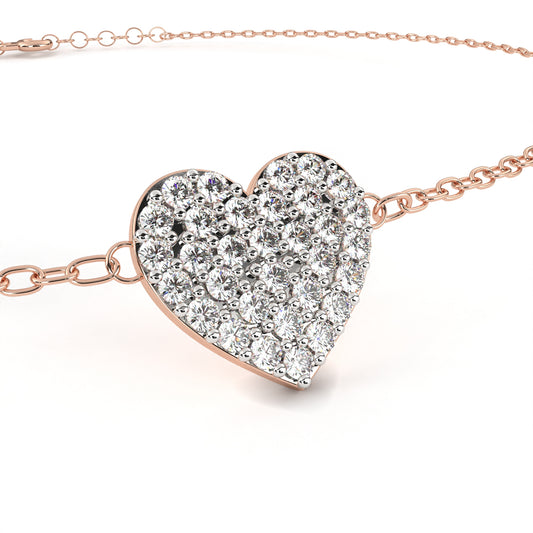 Heart Bracelet 14k Gold Diamond - 0.21ct Rose Gold