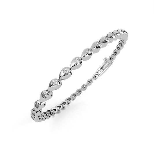1.02 Carat Round Cut Diamond Tennis Bracelet In White Gold