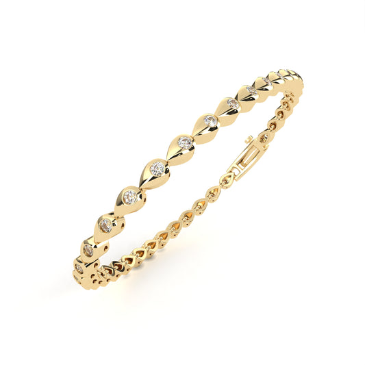 1.02 Carat Round Cut Diamond Tennis Bracelet In Yellow Gold