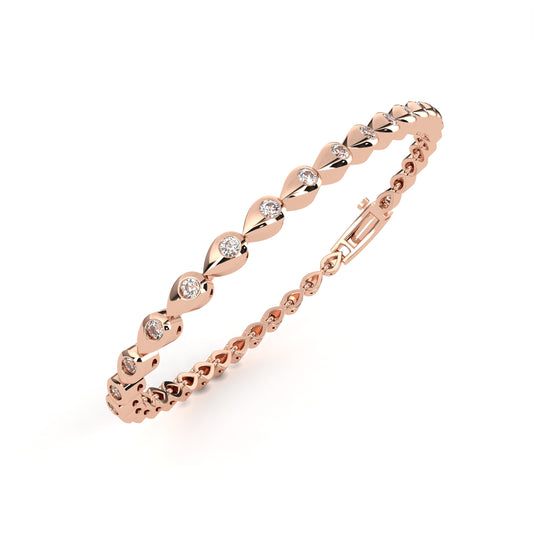 1.02 Carat Round Cut Diamond Tennis Bracelet In Rose Gold