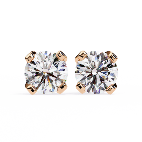 Round 2.57ct 14k Diamond Studs Rose Gold