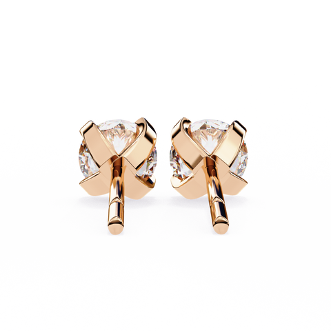 Round 2.57ct 14k Diamond Studs Rose Gold