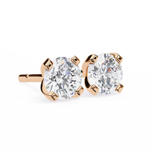 Round 2.57ct 14k Diamond Studs Rose Gold