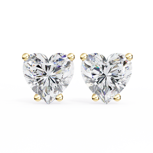 Heart Lab Grown Diamond 2.57ct Earrings Yellow Gold
