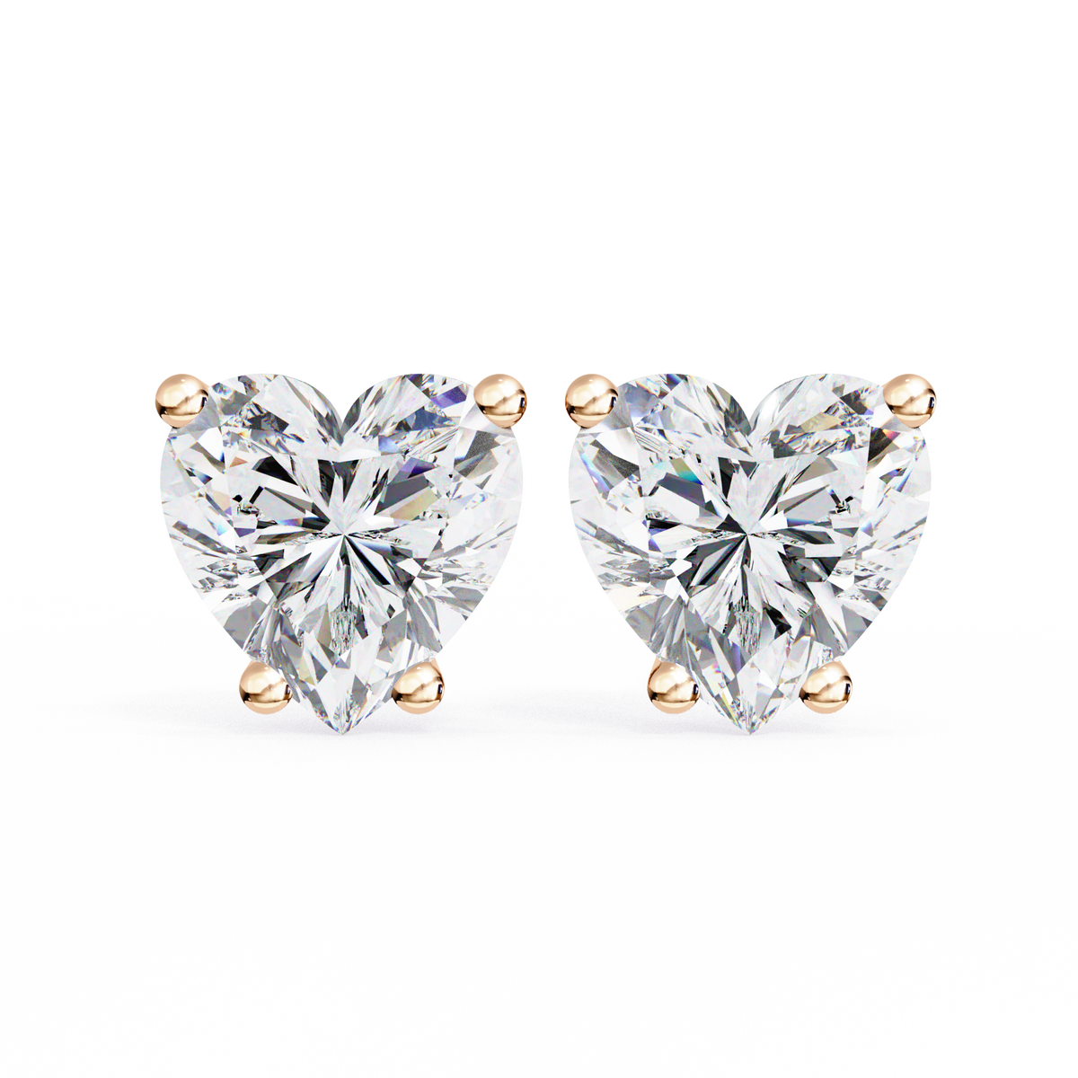 Heart Lab Grown Diamond 2.57ct Earrings Rose Gold