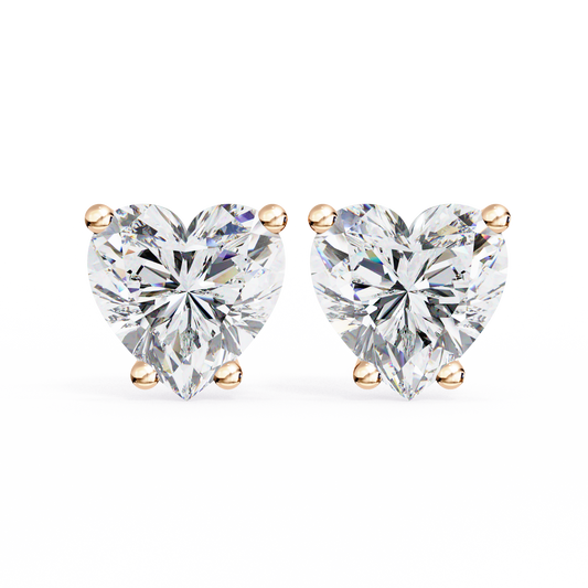 Heart Lab Grown Diamond 2.57ct Earrings Rose Gold