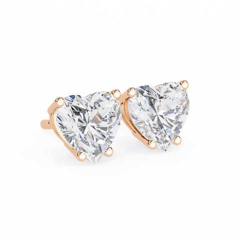 Heart Lab Grown Diamond 2.57ct Earrings Rose Gold