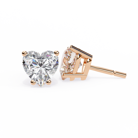 Heart Lab Grown Diamond 2.57ct Earrings Rose Gold