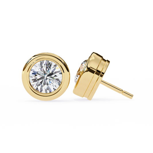 Round Cut 2.57ct 14k Diamond Earrings Yellow Gold