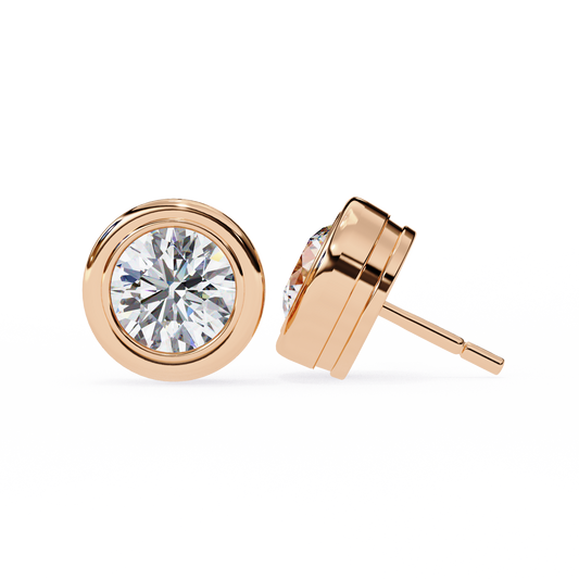 Round Cut 2.57ct 14k Diamond Earrings Rose Gold