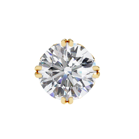 14k Gold Round Diamond Earring Yellow Gold