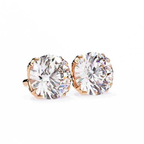 2.55ct Round Diamond 14k Gold Earrings Rose Gold