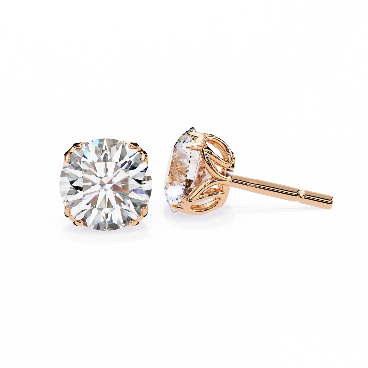 2.55ct Round Diamond 14k Gold Earrings Rose Gold